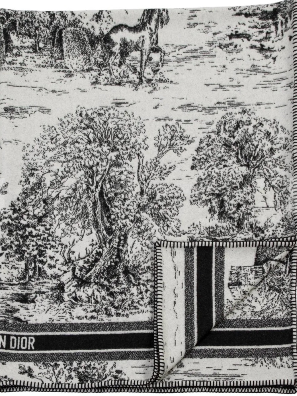 DIOR Toile de Jouy Throw Blanket NIB Scotland Cashmere/Wool